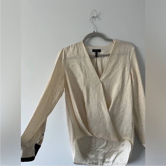 Rag & Bone Cream and Black Victor Long Sleeve Blouse, 100% Silk, Size XS - Picture 5 of 6